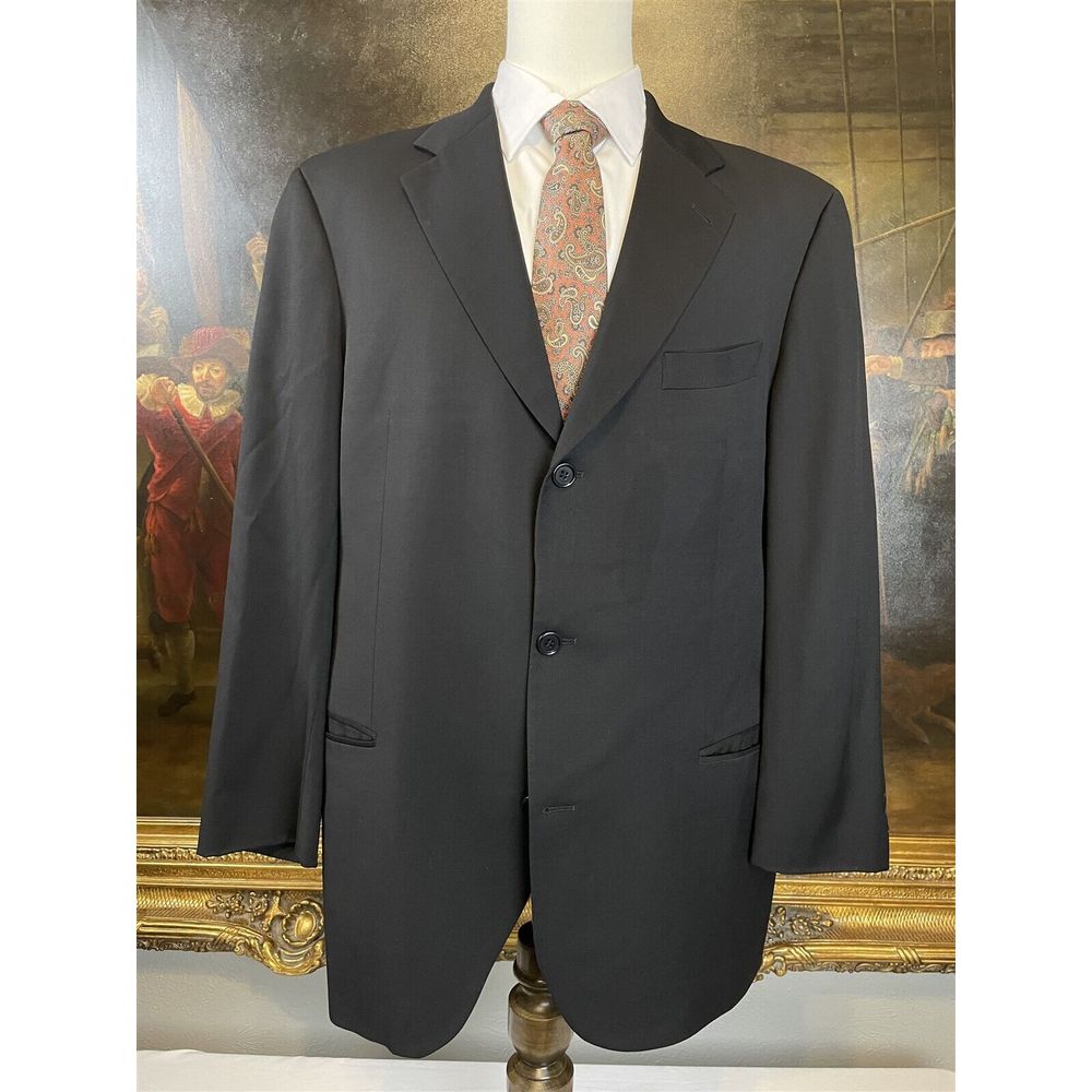 Vtg Boss Hugo Boss 44l Usa Made Black Einstein Beta Wool 3btn Blazer Jacket